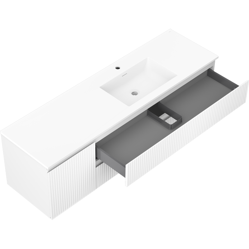 Mexen Rivel vonios spintelė 160 cm su Otis dešinia kriaukle, 2S, 1D, rifliuota, balta matinė - 91A23-16047-3-BBFFF01-W18P01