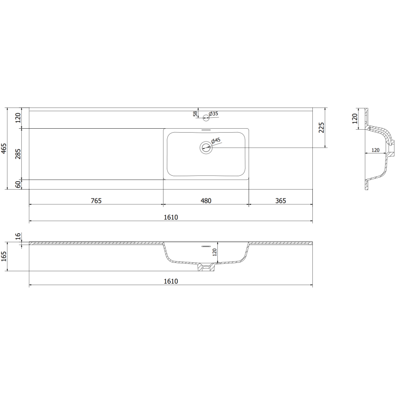 Mexen Rivel vonios spintelė 160 cm su Otis dešinia kriaukle, 2S, 1D, rifliuota, balta matinė - 91A23-16047-3-BBFFF01-W18P01