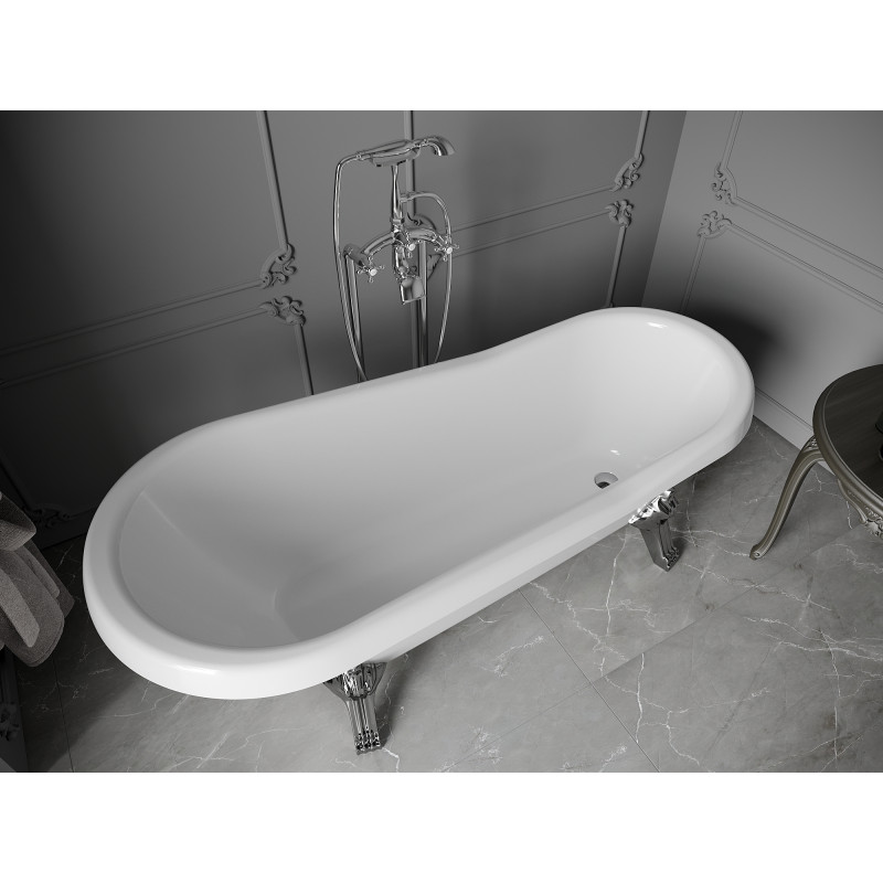 Mexen Retro Laisvai stovinti vonia 170 x 75 cm, balta, chromuotos kojos - 53251707500-00