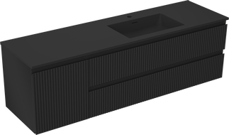 Mexen Rivel vonios spintelė 160 cm su praustuvu Otis dešiniu, 2S, 1D, rifliuotas, juodas matinis - 91A23-16047-3-BBFFF71-W18P71