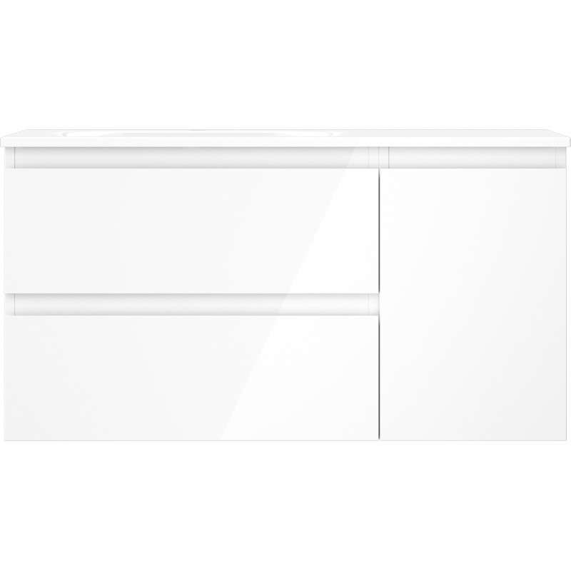 Mexen Orio vonios spintelė 90 cm su kairiu Vela praustuvu, 2S, 1D, balta blizgi - 91A13-09047-3-BBFFF00-W23L00
