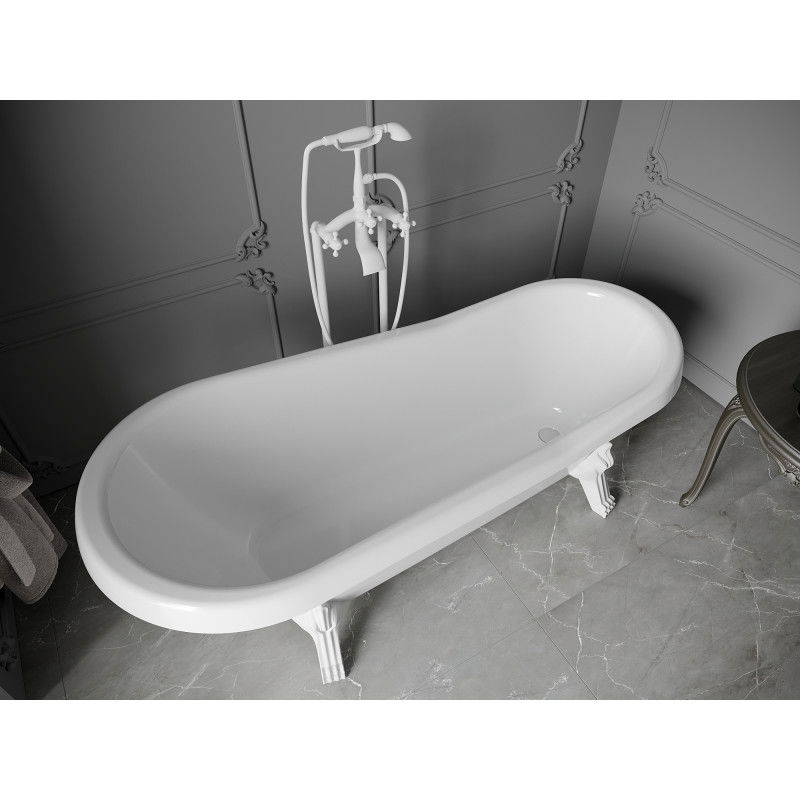 Mexen Retro laisvai pastatoma vonia 170 x 75 cm, balta, baltos kojelės - 53251707500-20