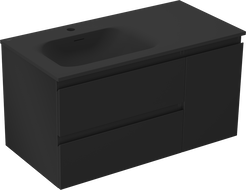 Mexen Orio vonios spintelė 90 cm su Vela kriaukle kairė, 2S, 1D, juoda matinė - 91A13-09047-3-BBFFF71-W23L71