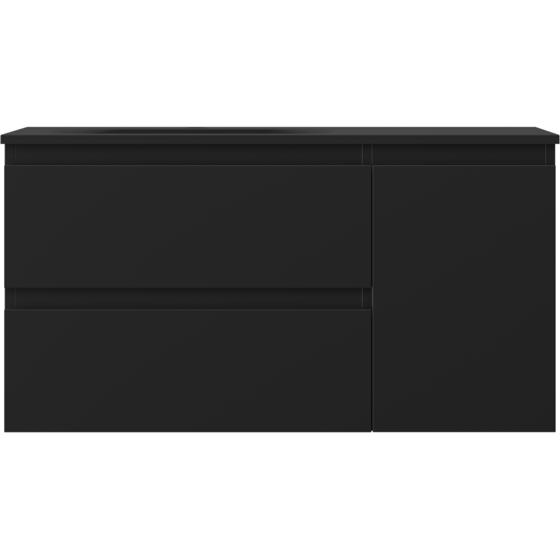 Mexen Orio vonios spintelė 90 cm su Vela kriaukle kairė, 2S, 1D, juoda matinė - 91A13-09047-3-BBFFF71-W23L71