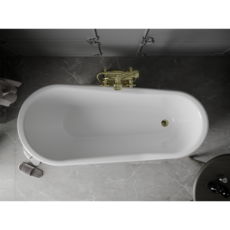 Mexen Retro laisvai stovinti vonia, 170 x 75 cm, balta, auksinės kojelės - 53251707500-50