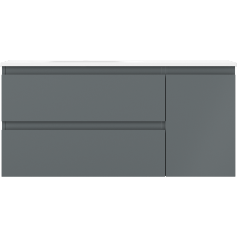 Mexen Orio vonios spintelė 100 cm su kriaukle Vela kairė, 2S, 1D, grafito matinė/balta matinė - 91A13-10047-3-BBFFF66-W23L01