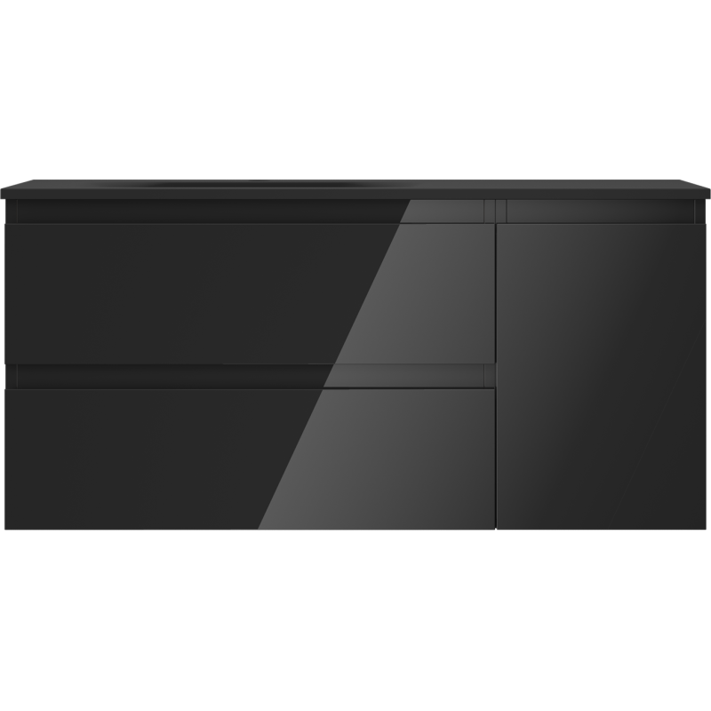 Mexen Orio vonios spintelė 100 cm su kriaukle Vela kairė, 2S, 1D, juodas blizgesys/juodas matas - 91A13-10047-3-BBFFF70-W23L71