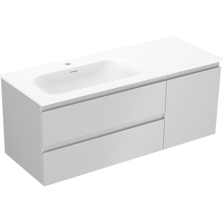 Mexen Orio 120 cm pločio vonios spintelė su kriaukle Vela kairine, 2S, 1D, pilka matinė/balta matinė