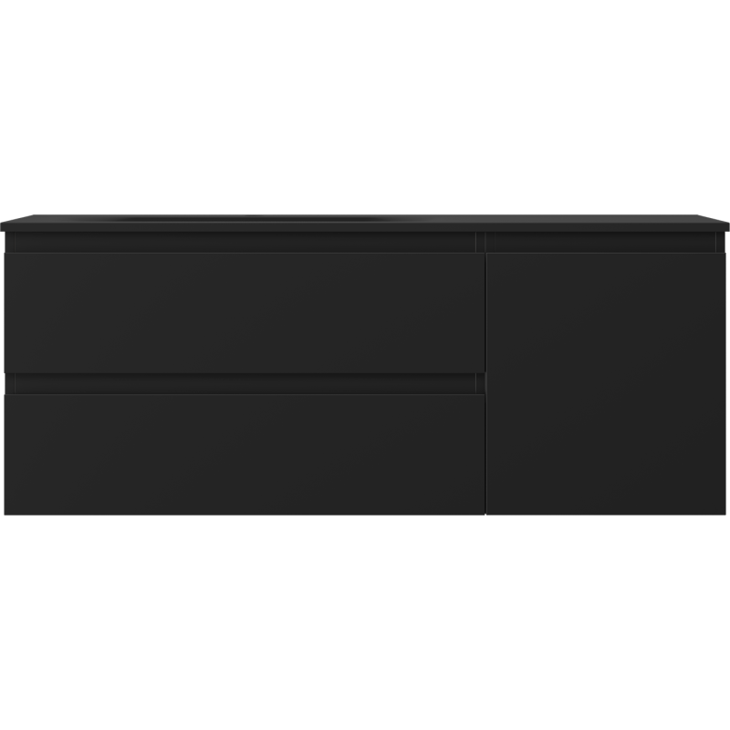 Mexen Orio vonios spintelė 120 cm su kairiojo šono Vela kriaukle, 2S, 1D, juoda matinė - 91A13-12047-3-BBFFF71-W23L71