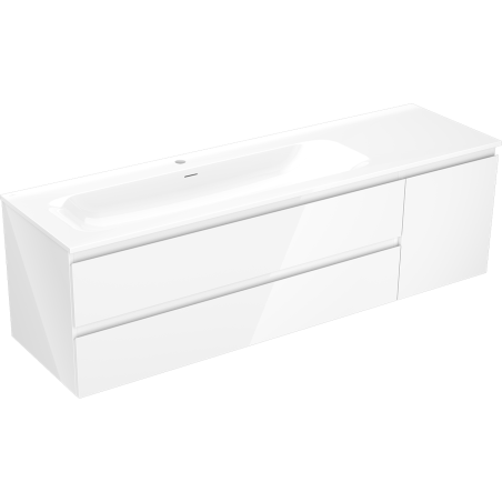 Mexen Orio vonios spintelė 160 cm su Vela kairiuoju praustuvu, 2S, 1D, baltas blizgesys - 91A13-16047-3-BBFFF00-W23L00