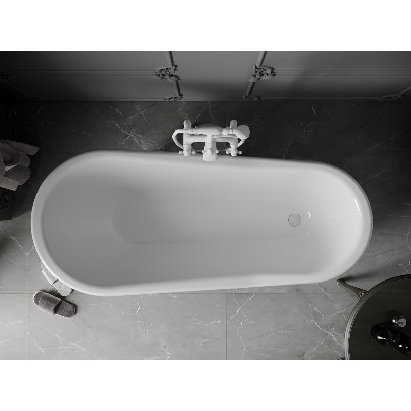 Mexen Retro laisvai stovinti vonia 170 x 75 cm, balta/juoda, balti kojelės - 53251707575-20