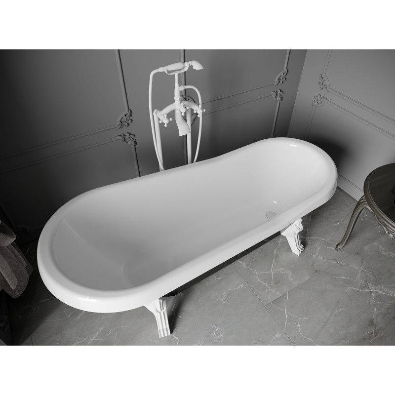 Mexen Retro laisvai stovinti vonia 170 x 75 cm, balta/juoda, balti kojelės - 53251707575-20