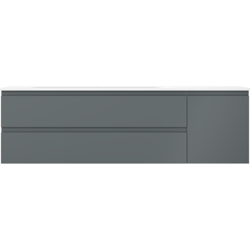 Mexen Orio vonios spintelė 160 cm su kriaukle Vela kairėje, 2S, 1D, grafito matinė/balta matinė - 91A13-16047-3-BBFFF66-W23L01