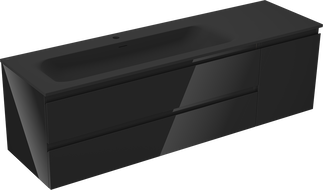 Mexen Orio vonios spintelė 160 cm su Vela kairiuoju kriaukle, 2S, 1D, juoda blizgi/juoda matinė - 91A13-16047-3-BBFFF70-W23L71
