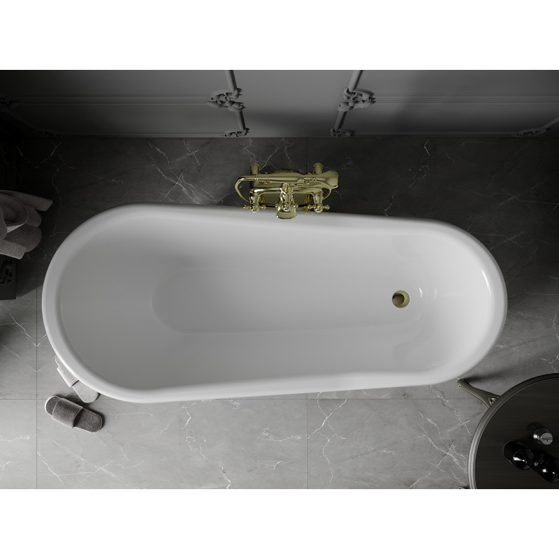 Mexen Retro laisvai stovinti vonia 170 x 75 cm, balta/juoda, auksinės kojelės - 53251707575-50