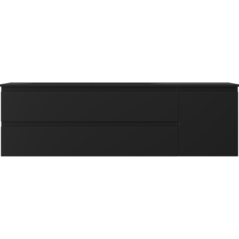 Mexen Orio vonios spintelė 160 cm su Vela kriaukle kairine, 2S, 1D, juoda matinė - 91A13-16047-3-BBFFF71-W23L71