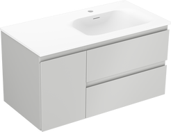 Mexen Orio vonios spintelė 90 cm su kriaukle Vela dešinėje, 2S, 1D, pilka matinė/balta matinė - 91A13-09047-3-BBFFF62-W23P01