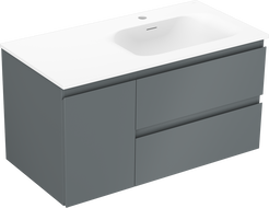 Mexen Orio vonios spintelė 90 cm su praustuvu Vela dešinė, 2S, 1D, grafito matinė/balta matinė - 91A13-09047-3-BBFFF66-W23P01