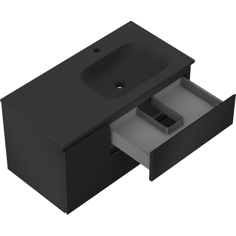 Mexen Orio vonios spintele 90 cm su Vela kriaukle dešine, 2S, 1D, juoda matinė - 91A13-09047-3-BBFFF71-W23P71