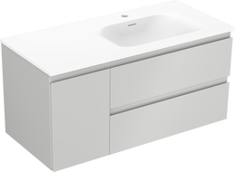 Mexen Orio vonios spintelė 100 cm su dešine Vela kriaukle, 2S, 1D, pilkai matinė/baltai matinė