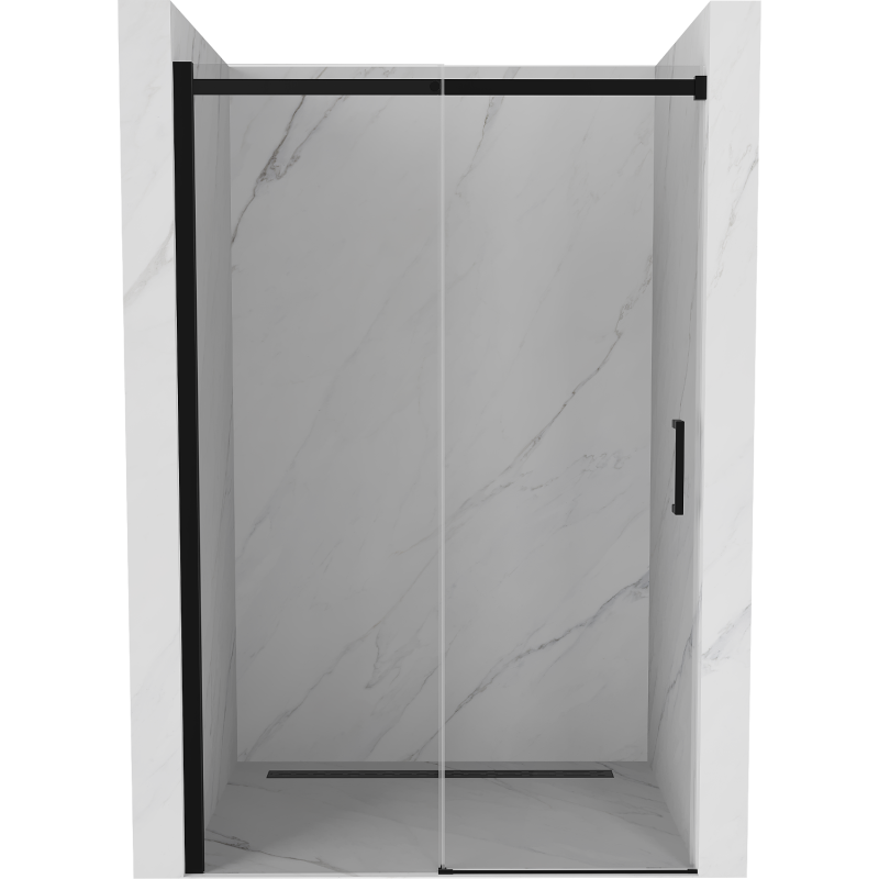 Mexen Omega stumdomos dušo durys 140 cm, permatomos, juodos - 825-140-000-70-00