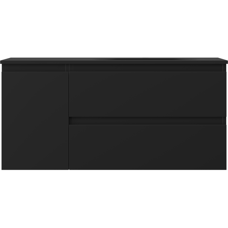 Mexen Orio 100 cm vonios spintelė su dešine Vela kriaukle, 2 stalčiai, 1 durys, juoda matinė - 91A13-10047-3-BBFFF71-W23P71