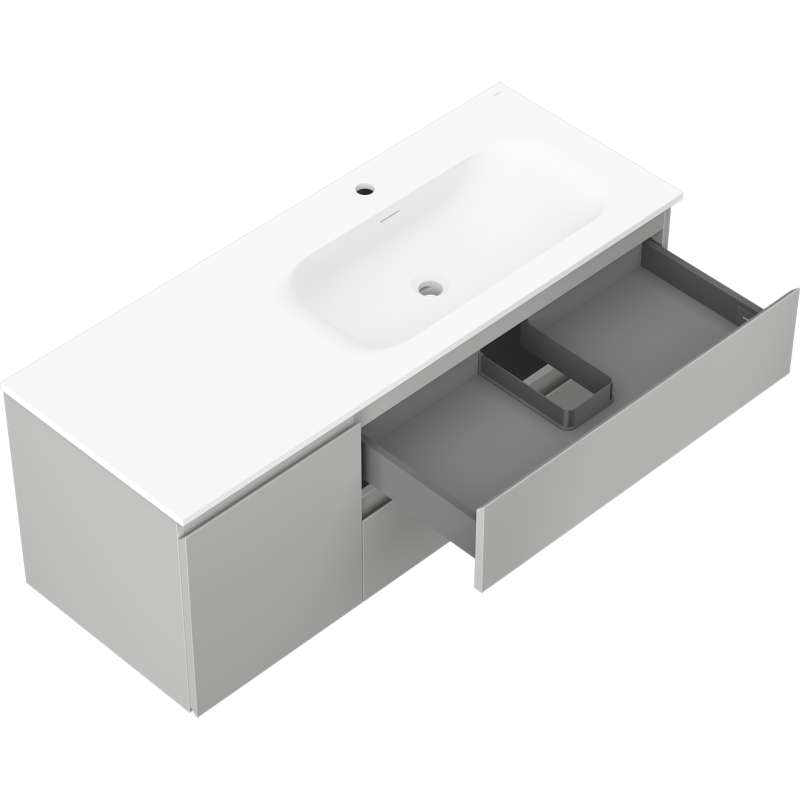 Mexen Orio vonios spintelė 120 cm su kriaukle Vela dešinė, 2S, 1D, pilka matinė/balta matinė - 91A13-12047-3-BBFFF62-W23P01