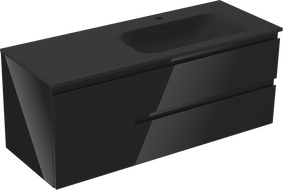 Mexen Orio vonios spintelė 120 cm su dešine Vela praustuve, 2S, 1D, juoda blizgi/juoda matinė - 91A13-12047-3-BBFFF70-W23P71