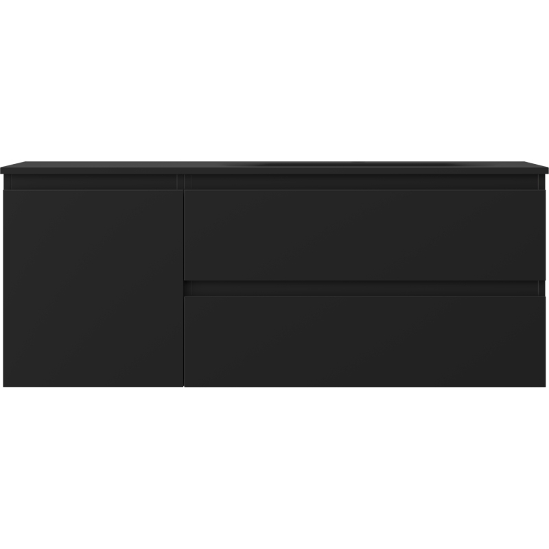 Mexen Orio vonios kambario spintelė 120 cm su dešiniuoju Vela praustuvu, 2S, 1D, juoda matinė - 91A13-12047-3-BBFFF71-W23P71