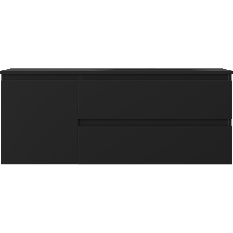 Mexen Orio vonios kambario spintelė 120 cm su kriaukle Vela dešinėje, 2S, 1D, juoda matinė - 91A13-12047-3-BBFFF71-W23P71