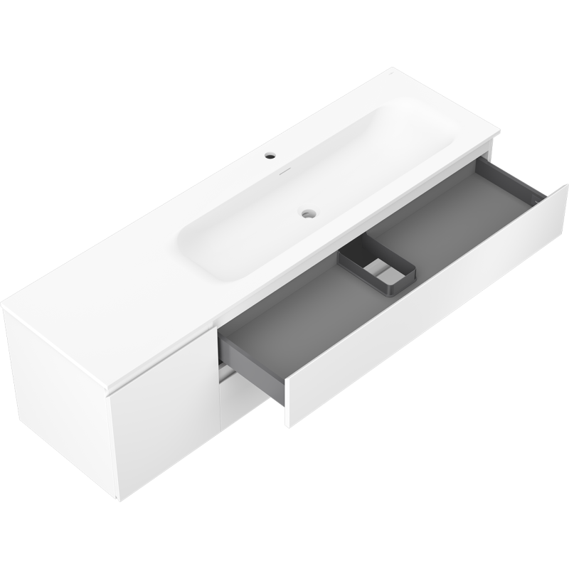 Mexen Orio vonios spintelė 160 cm su dešiniąja Vela kriaukle, 2S, 1D, balta matinė - 91A13-16047-3-BBFFFF01-W23P01