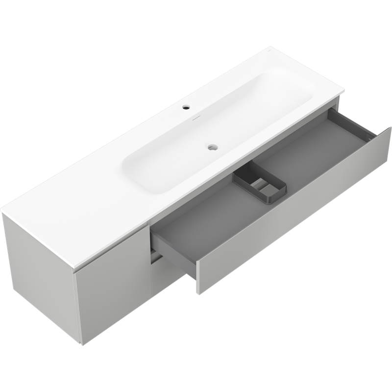 Mexen Orio vonios spintelė 160 cm su Vela kriaukle dešinė, 2S, 1D, pilka matinė/balta matinė - 91A13-16047-3-BBFFF62-W23P01