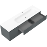 Mexen Orio vonios spintele 160 cm su praustuvu Vela dešine, 2S, 1D, grafito matas/balta matas - 91A13-16047-3-BBFFF66-W23P01