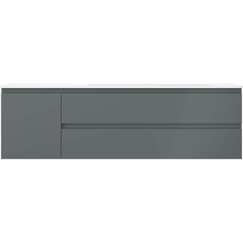 Mexen Orio vonios spintele 160 cm su praustuvu Vela dešine, 2S, 1D, grafito matas/balta matas - 91A13-16047-3-BBFFF66-W23P01