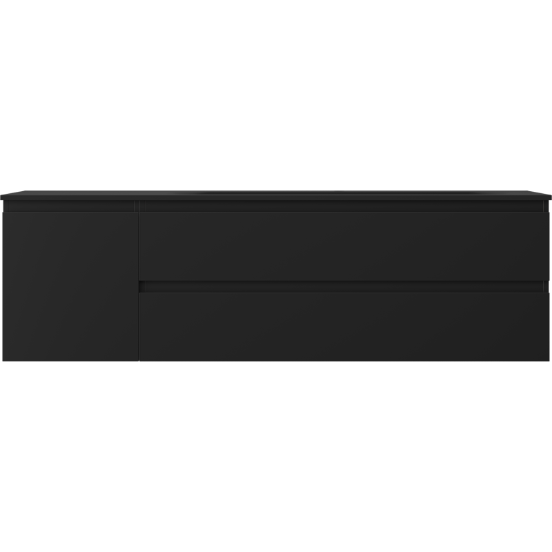 Mexen Orio vonios spintelė 160 cm su dešine Vela praustuve, 2S, 1D, juoda matinė - 91A13-16047-3-BBFFF71-W23P71