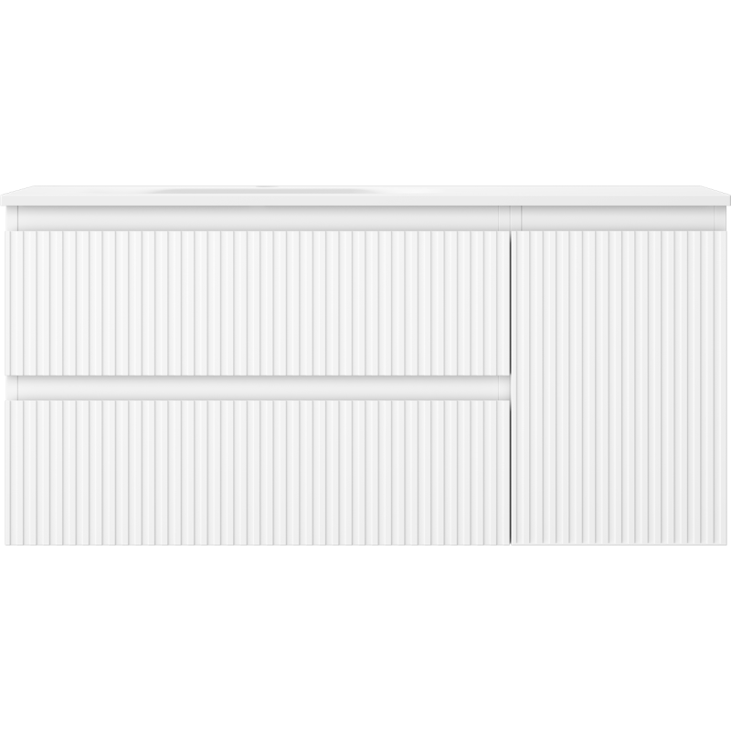 Mexen Rivel vonios spintelė 100 cm su kriaukle Vela kairė, 2S, 1D, gili, balta matinė - 91A23-10047-3-BBFFF01-W23L01