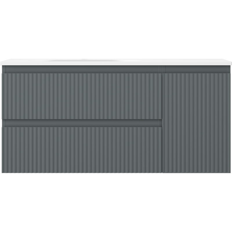 Mexen Rivel vonios spintelė 100 cm su Velos kairiąja kriaukle, 2S, 1D, graviruota, grafito/spalvos matinė