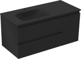 Mexen Rivel vonios spintelė 100 cm su kriaukle kairine Vela, 2S, 1D, rifliuota, juoda matinė - 91A23-10047-3-BBFFF71-W23L71