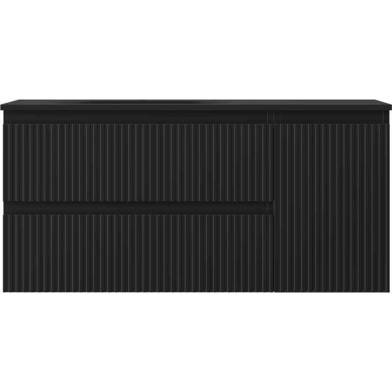 Mexen Rivel vonios spintelė 100 cm su kriaukle kairine Vela, 2S, 1D, rifliuota, juoda matinė - 91A23-10047-3-BBFFF71-W23L71