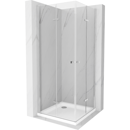Mexen Lima Duo sulankstoma dušo kabina 80 x 80 cm, Skaidrus, Chromo + dušo padėklas Flat - 856-080-080-01-02-4010