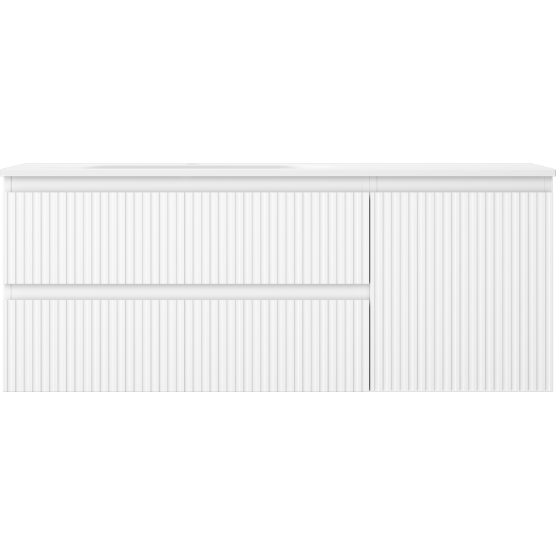 Mexen Rivel vonios spintelė 120 cm su kairine Vela kriaukle, 2S, 1D, briaunuota, balta matinė - 91A23-12047-3-BBFFF01-W23L01