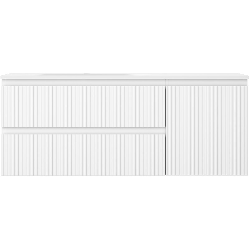 Mexen Rivel vonios spintelė 120 cm su kriaukle Vela kairė, 2S, 1D, rifliuota, balta matiškuma - 91A23-12047-3-BBFFF01-W23L01