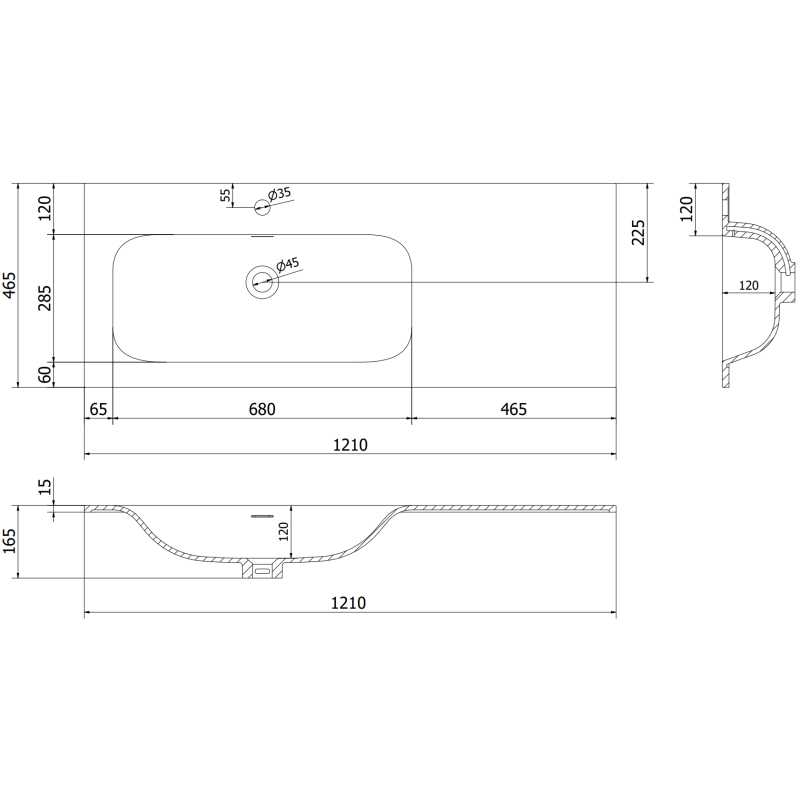 Mexen Rivel vonios spintelė 120 cm su kairiniu Vela praustuvu, 2S, 1D, rifliuota, grafito/balta matinė