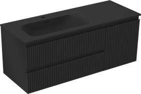 Mexen Rivel vonios spintelė 120 cm su Vela kriaukle kairė, 2S, 1D, grioveliais, juoda matinė - 91A23-12047-3-BBFFF71-W23L71