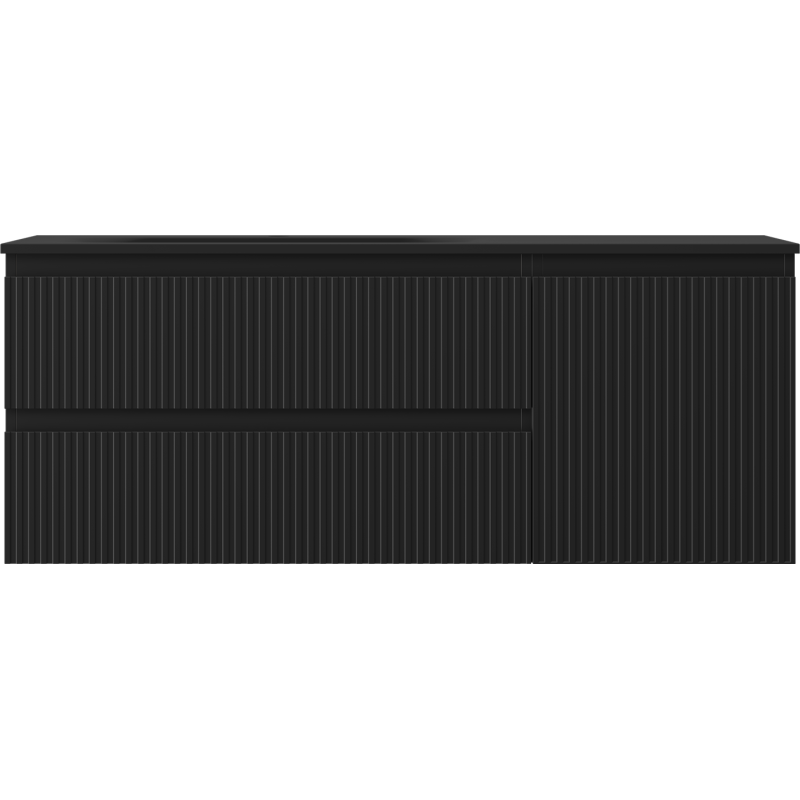 Mexen Rivel vonios spintelė 120 cm su Vela kriaukle kairė, 2S, 1D, grioveliais, juoda matinė - 91A23-12047-3-BBFFF71-W23L71