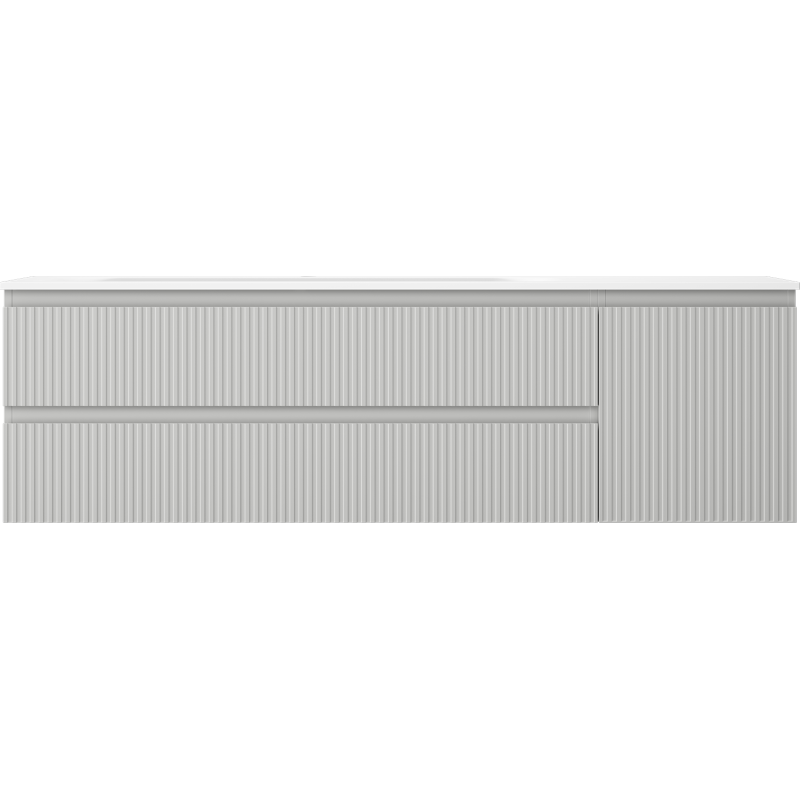 Mexen Rivel vonios spintelė su kriaukle Vela 160 cm kairė, 2 stalčiai, 1 durys, rifliuota, pilka matinė/balta matinė