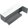 Mexen Rivel vonios spintelė 160 cm su kairiąja Vela kriaukle, 2S, 1D, rifuota, grafito/balta matinė