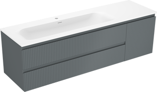 Mexen Rivel vonios spintelė 160 cm su kairiąja Vela kriaukle, 2S, 1D, rifuota, grafito/balta matinė