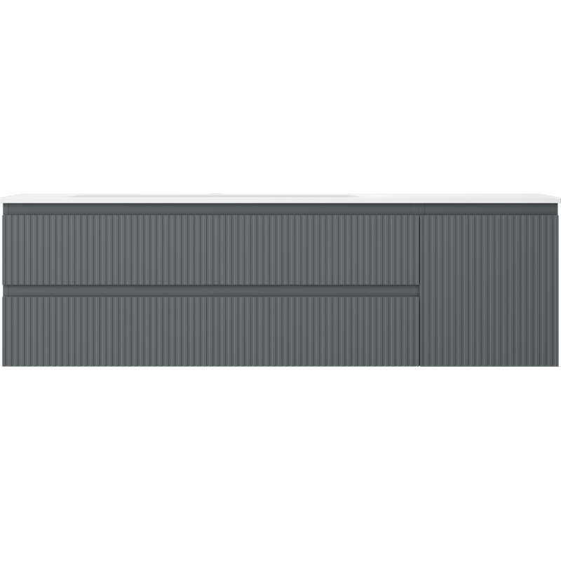 Mexen Rivel vonios spintelė 160 cm su kairiąja Vela kriaukle, 2S, 1D, rifuota, grafito/balta matinė