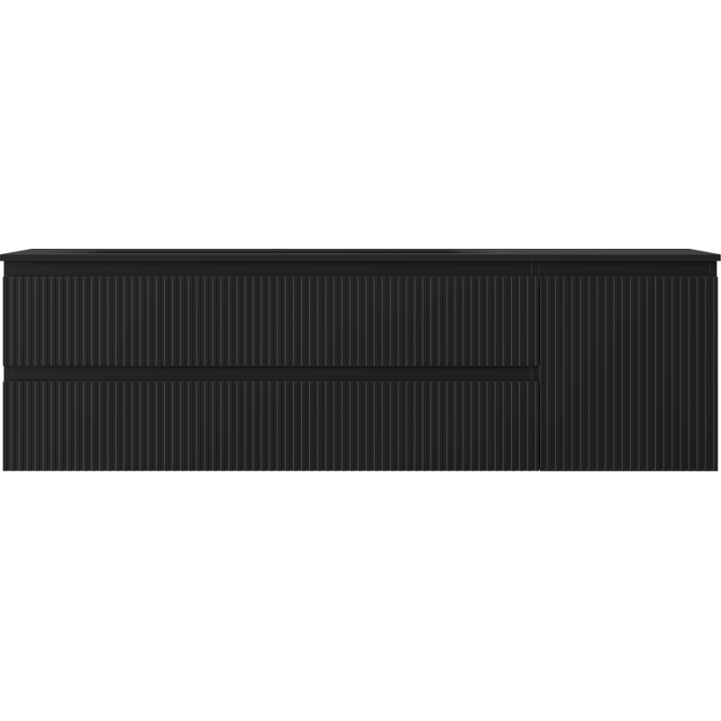 Mexen Rivel vonios spintelė 160 cm su kaire Vela kriaukle, 2S, 1D, rifliuota, juoda matinė - 91A23-16047-3-BBFFF71-W23L71